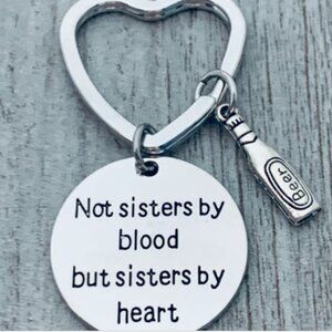 Best Friends Keychain- Not Sisters By Blood But Sisters By Heart Keychain- Beer
